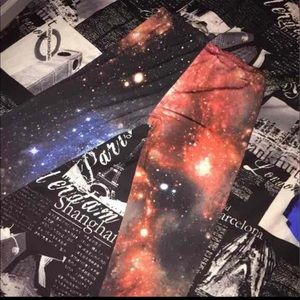 Small Black and Red galaxy leggings